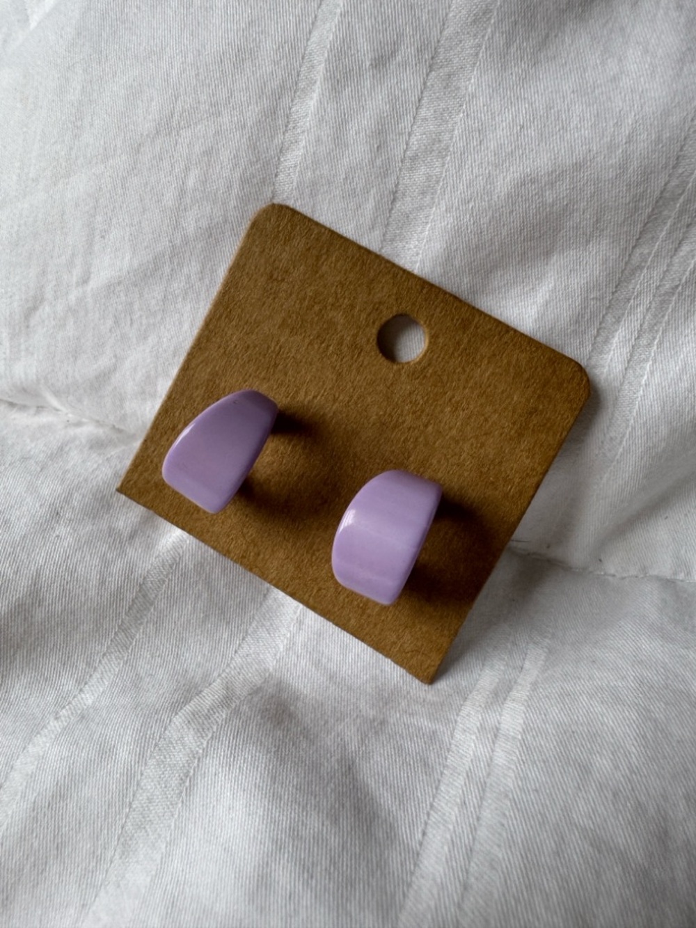 Vintage Lavender Half-Hoop Resin Earrings